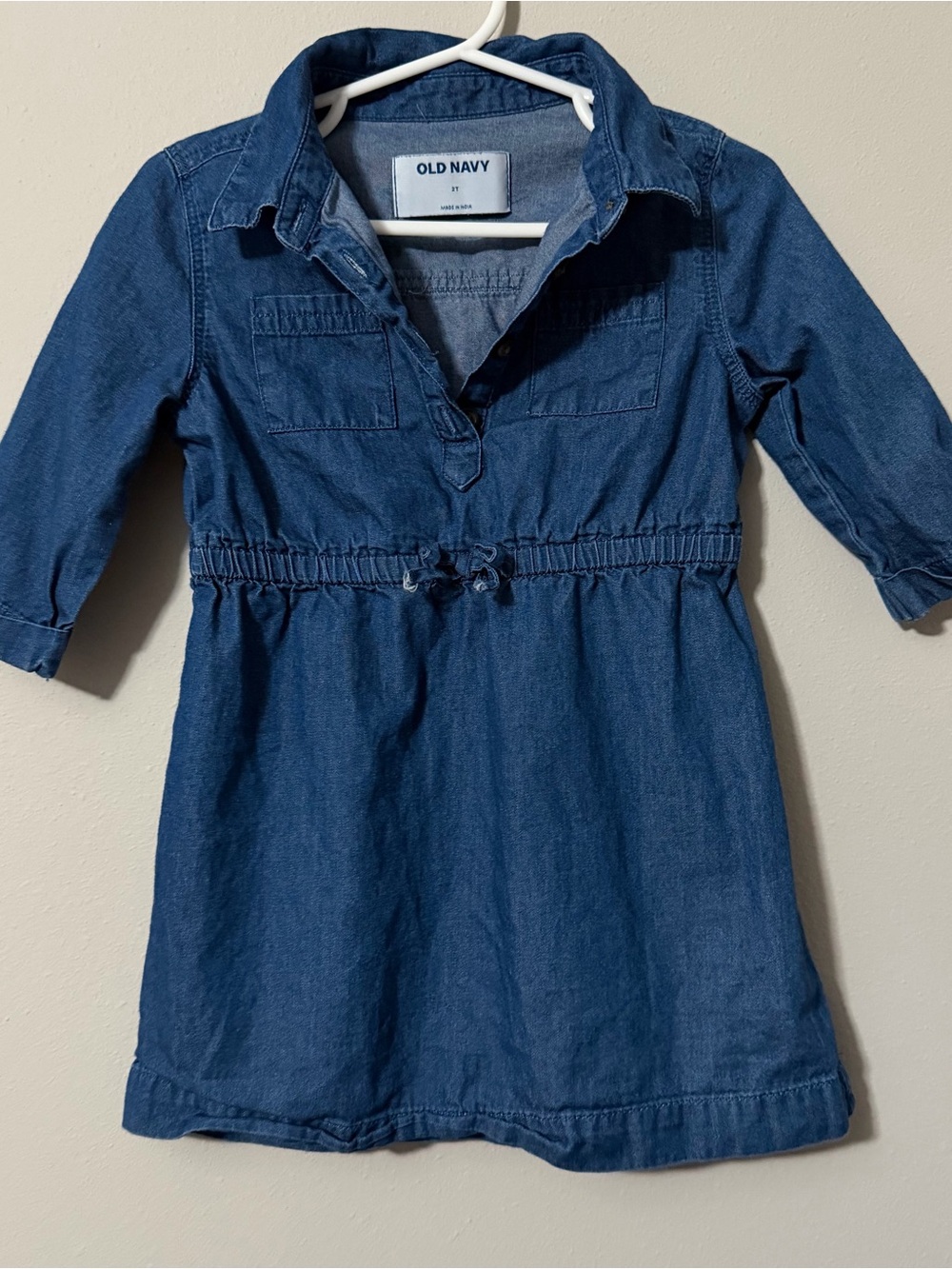Old Navy Toddler Chambray Shirt Dress Size 2T Denim Look Long Sleeve